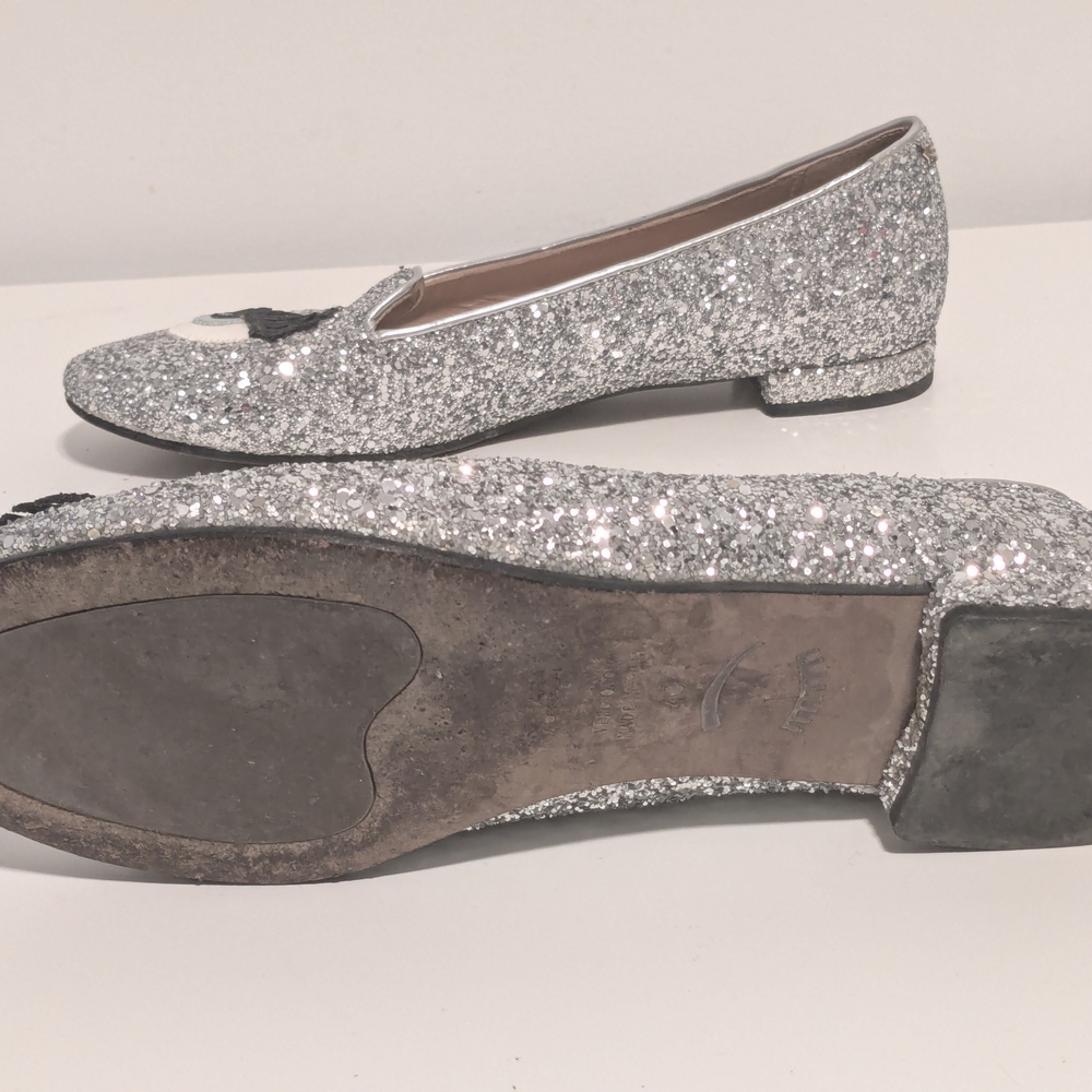 Chiara Ferragni Silver Glitter Loafers - Picture 3 of 4